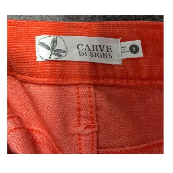 NWT $74 Carve Designs Oahu 4" Shorts Women's 6* Organic Cotton Orange Stretch - Picture 7 of 13
